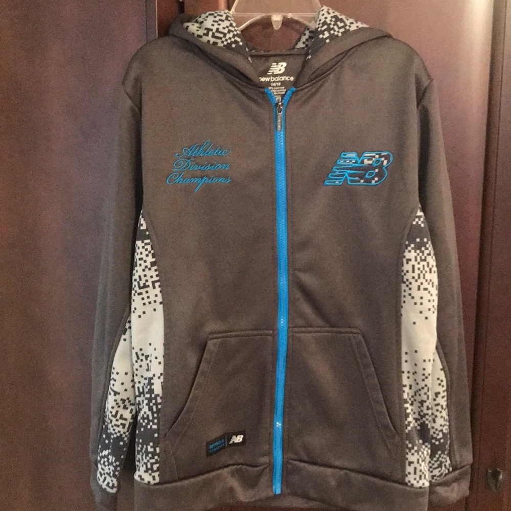 New Balance Gray Hoodie with Blue Accents